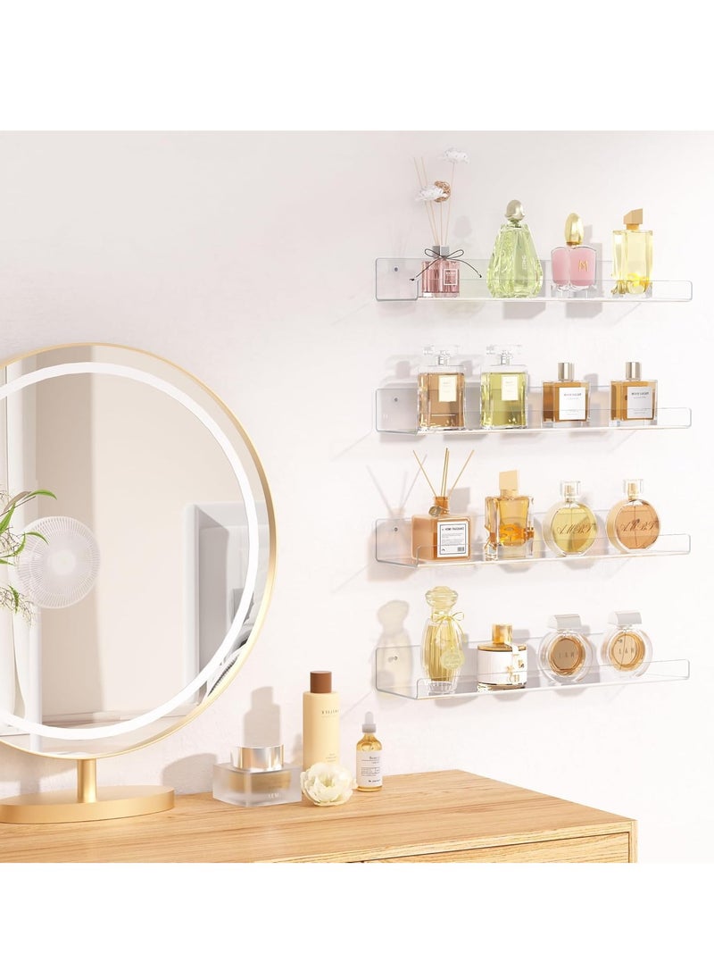 MIXDE - 2 Pcs Acrylic Floating Shelves, Wall Ledge Shelf, Clear Acrylic Shelves for Wall, Wall Mounted Nursery Kids Bookshelf, Invisible Spice Rack, Thick Bathroom Storage Shelves Display Organizer - Image 1