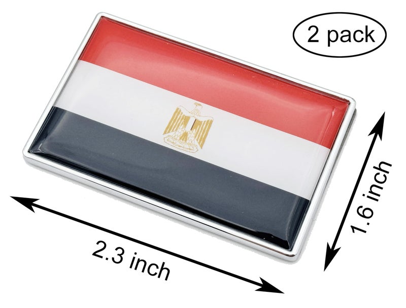 LLBFHH 2 Pcs 3D Egypt Egyptian Flag Metal Car Stickers Chrome Decals,2.3 x 1.6 Inch Metal Truck Stickers,Patriotic Car Motorcycle Emblem. - Image 2