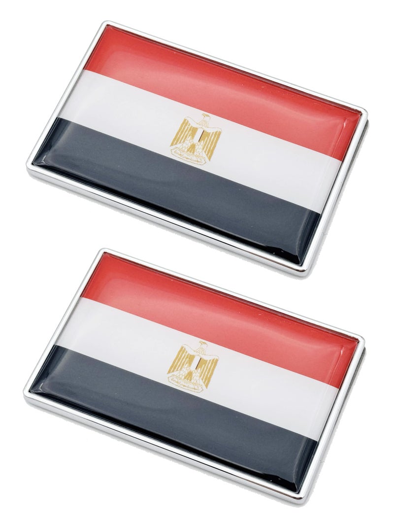 LLBFHH 2 Pcs 3D Egypt Egyptian Flag Metal Car Stickers Chrome Decals,2.3 x 1.6 Inch Metal Truck Stickers,Patriotic Car Motorcycle Emblem. - Image 1