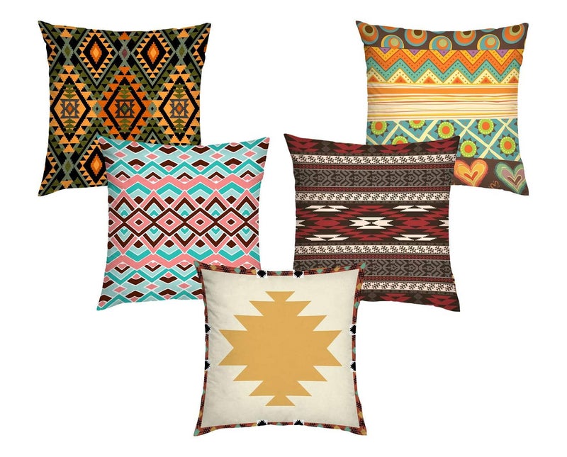 AEROHAVEN Jute 150 TC Cushion Cover, 12 x 12 Inch, Multicolour, 5 Pieces - Image 2