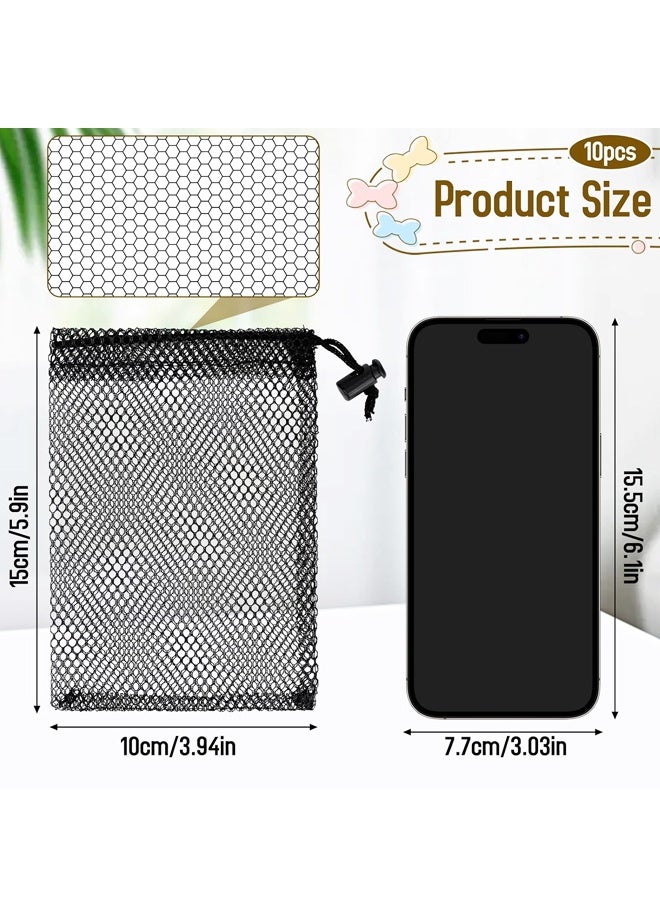 10PCS Black Mesh Drawstring Bags, Mini Nylon Storage Pouch for Travel Organization - Image 2