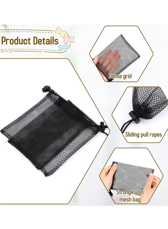 10PCS Black Mesh Drawstring Bags, Mini Nylon Storage Pouch for Travel Organization - Image 3
