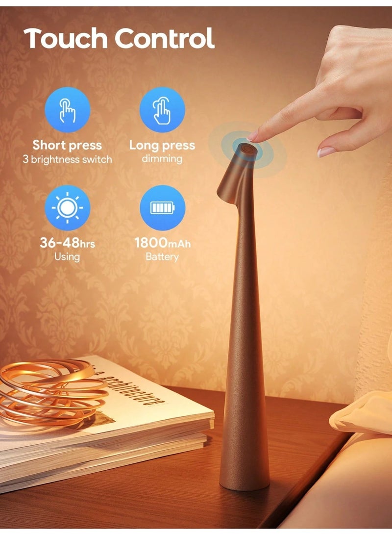 مصباح طاولة LED يعمل باللمس - قابل لإعادة الشحن ولاسلكي مع إضاءة قابلة للتعتيم بثلاثة ألوان، غطاء بلاستيكي غير لامع، شحن USB - إضاءة سفلية عصرية محمولة لغرفة النوم، طاولة الطعام، المكتب، والقراءة - هدية أنيقة لديكور المنزل - Image 5