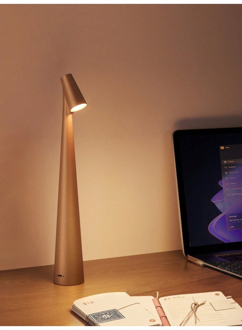 مصباح طاولة LED يعمل باللمس - قابل لإعادة الشحن ولاسلكي مع إضاءة قابلة للتعتيم بثلاثة ألوان، غطاء بلاستيكي غير لامع، شحن USB - إضاءة سفلية عصرية محمولة لغرفة النوم، طاولة الطعام، المكتب، والقراءة - هدية أنيقة لديكور المنزل - Image 3
