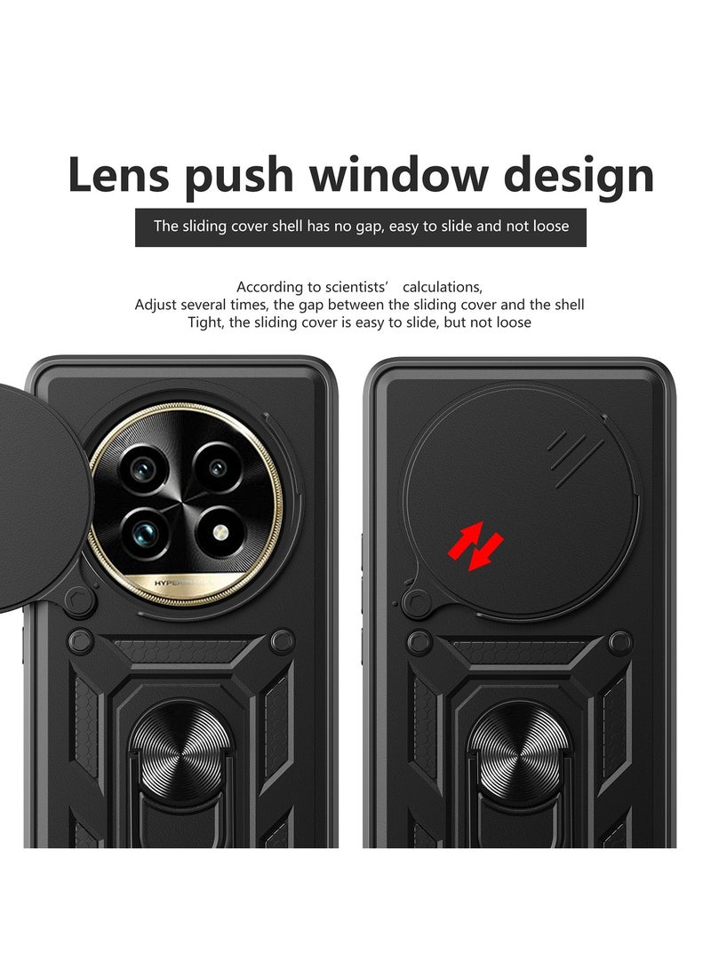 Case Cover Shockproof Windows Protective Case with Camera Protection and Metal Ring Compatible with Realme 13 Pro / Realme 13 Pro Plus (Black) - Image 4