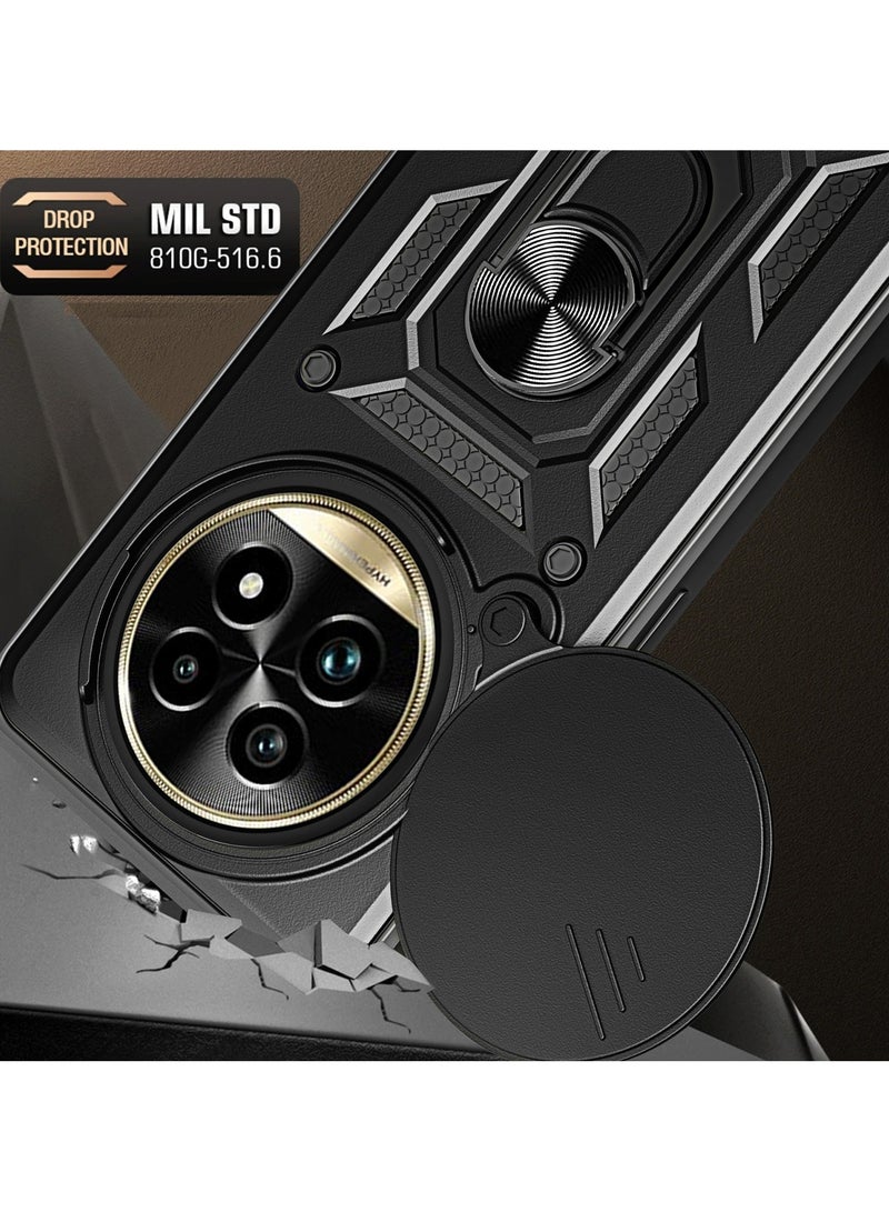 Case Cover Shockproof Windows Protective Case with Camera Protection and Metal Ring Compatible with Realme 13 Pro / Realme 13 Pro Plus (Black) - Image 5