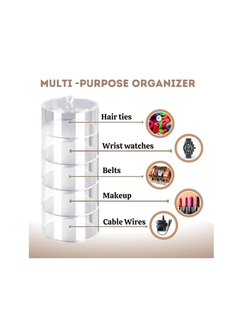 Generic 5 Layers Clear Acrylic Belt Organizer Rack Dust-Proof Multi-Purpose Closet Storage for Belt Jewelry Watches Accessory Display Case - Image 1