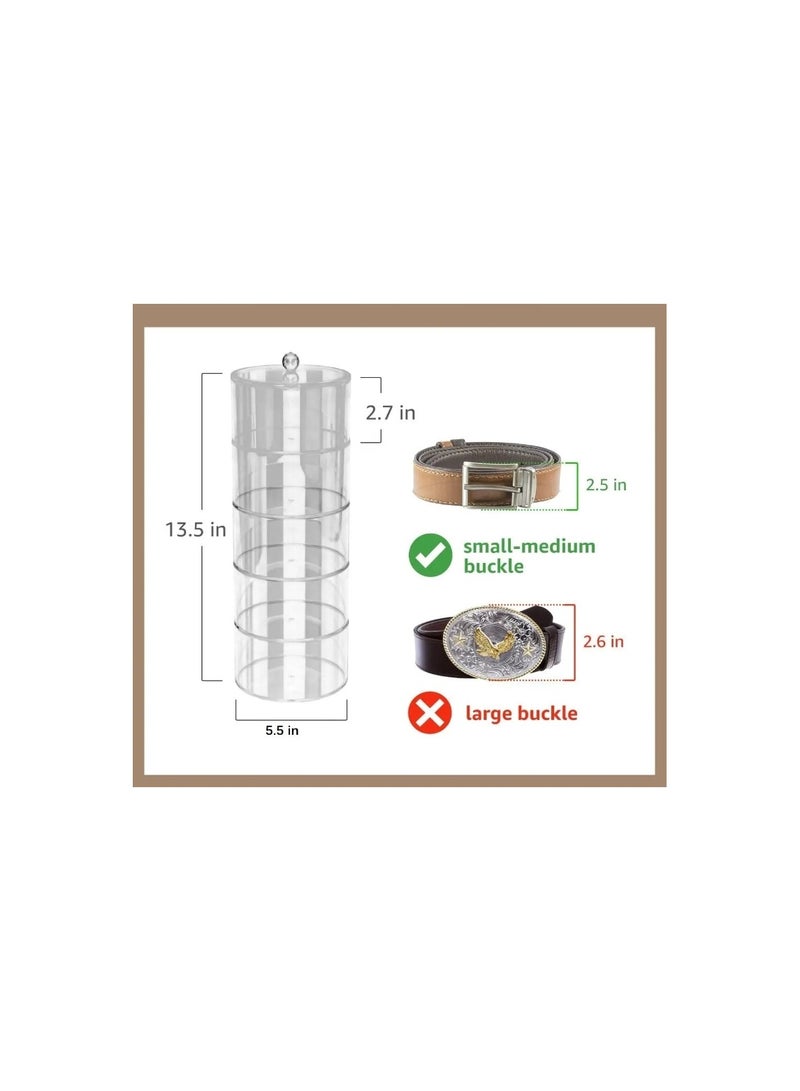 Generic 5 Layers Clear Acrylic Belt Organizer Rack Dust-Proof Multi-Purpose Closet Storage for Belt Jewelry Watches Accessory Display Case - Image 2