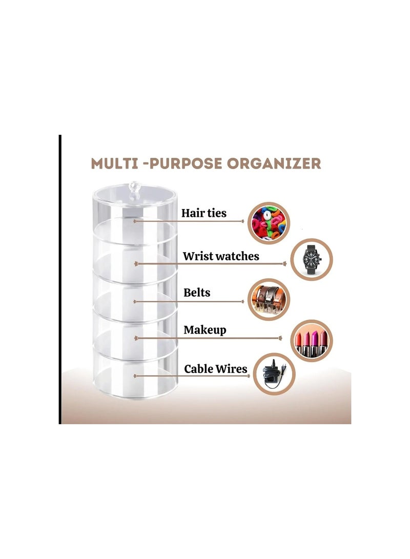 Generic 5 Layers Clear Acrylic Belt Organizer Rack Dust-Proof Multi-Purpose Closet Storage for Belt Jewelry Watches Accessory Display Case - Image 3