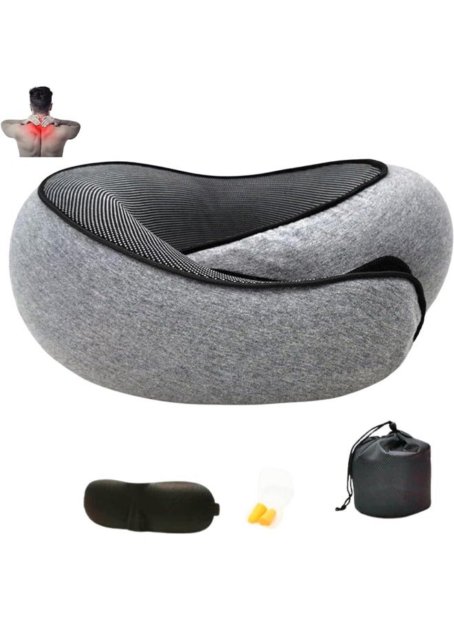 Bukela Travel Pillow for Airplane, 100% Memory Foam Neck Pillow, 360° Adjustable, Ergonomic Design & Portable Travel Accessory for Flights, Car & Home Travel Pillow Set With Carry Bag and Eye Mask - Image 1