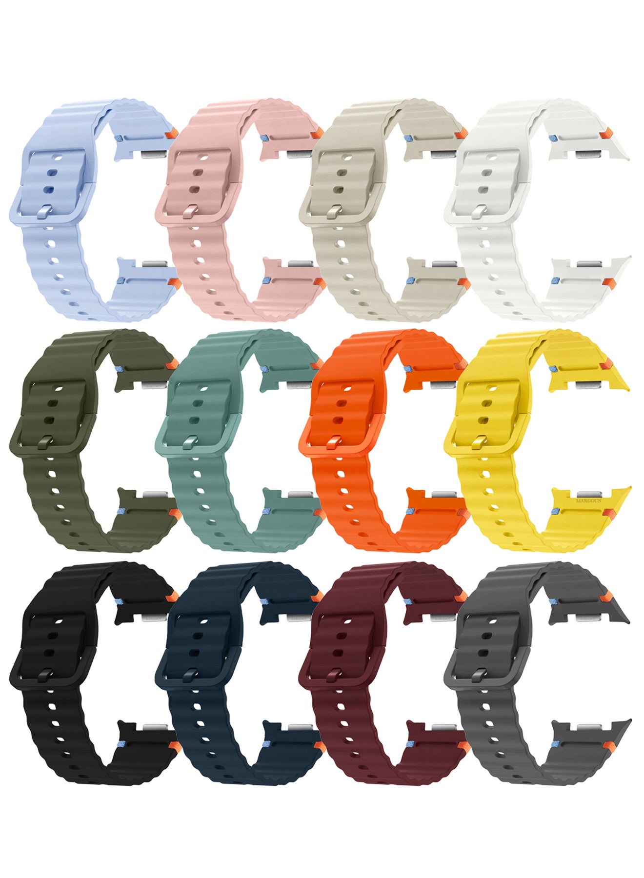 CATANES 12 Packs Silicone Ocean Band for Samsung Galaxy Watch 8 Classic 46mm and Watch 8 40mm 44mm - Sport Band Strap
