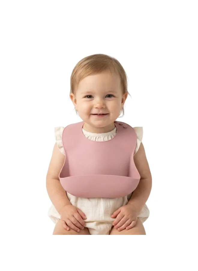 Bambimici Silicone Baby Bib – Solid Dusty Rose