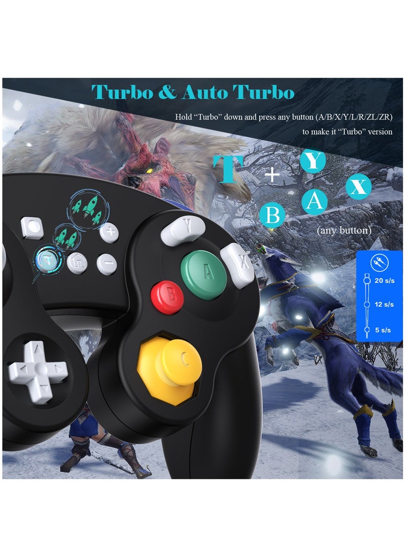 Exlene Gamecube Controller Switch, Wireless Pro Controller for Nintendo Switch/Lite/PC/Android/iOS/Steam, Support Wake Up, Motion, Adjustable Rumble, Turbo u0026 Auto Turbo - Image 3