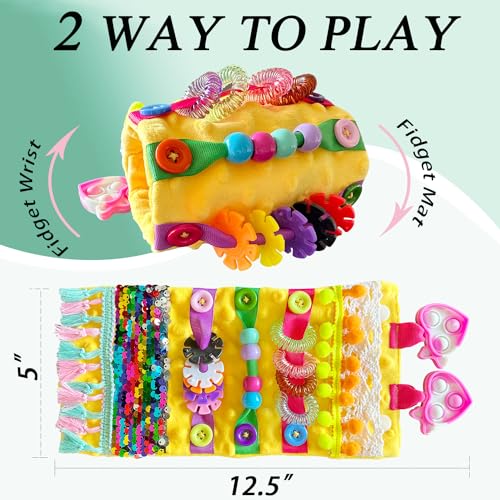 Okueejur Sensory Toys for Alzheimer Patients for Therapy and Anxiety Relief Autistic Dementia Sensory Toy Fidget Wrist Cuff ASD ADHD OCD (Orange) - Image 4