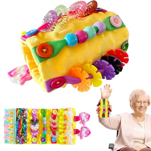 Okueejur Sensory Toys for Alzheimer Patients for Therapy and Anxiety Relief Autistic Dementia Sensory Toy Fidget Wrist Cuff ASD ADHD OCD (Orange) - Image 1