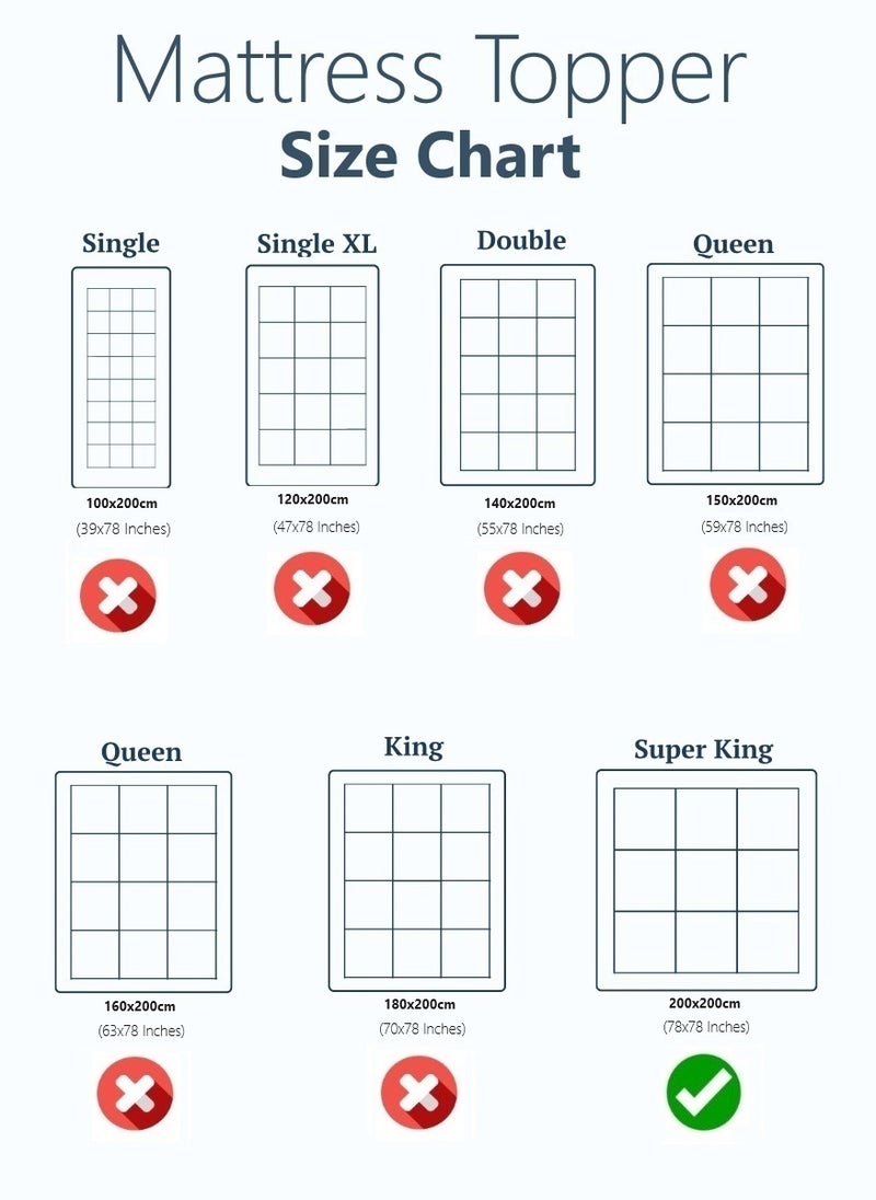 Blueberry Mattress Topper Elastic Corner Straps 6cm Height 200x200cm - Image 5