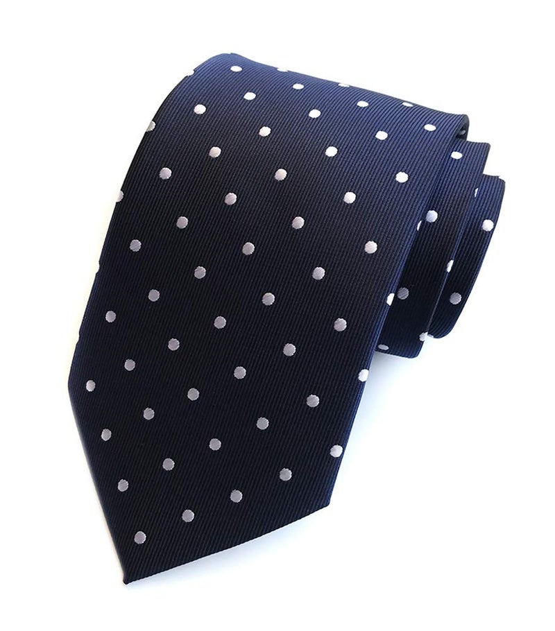 Ctskyte Men's Navy Blue White Polka Dot Silk Cravat Woven Jacquard Ascot Ties Great Neckties - Image 3