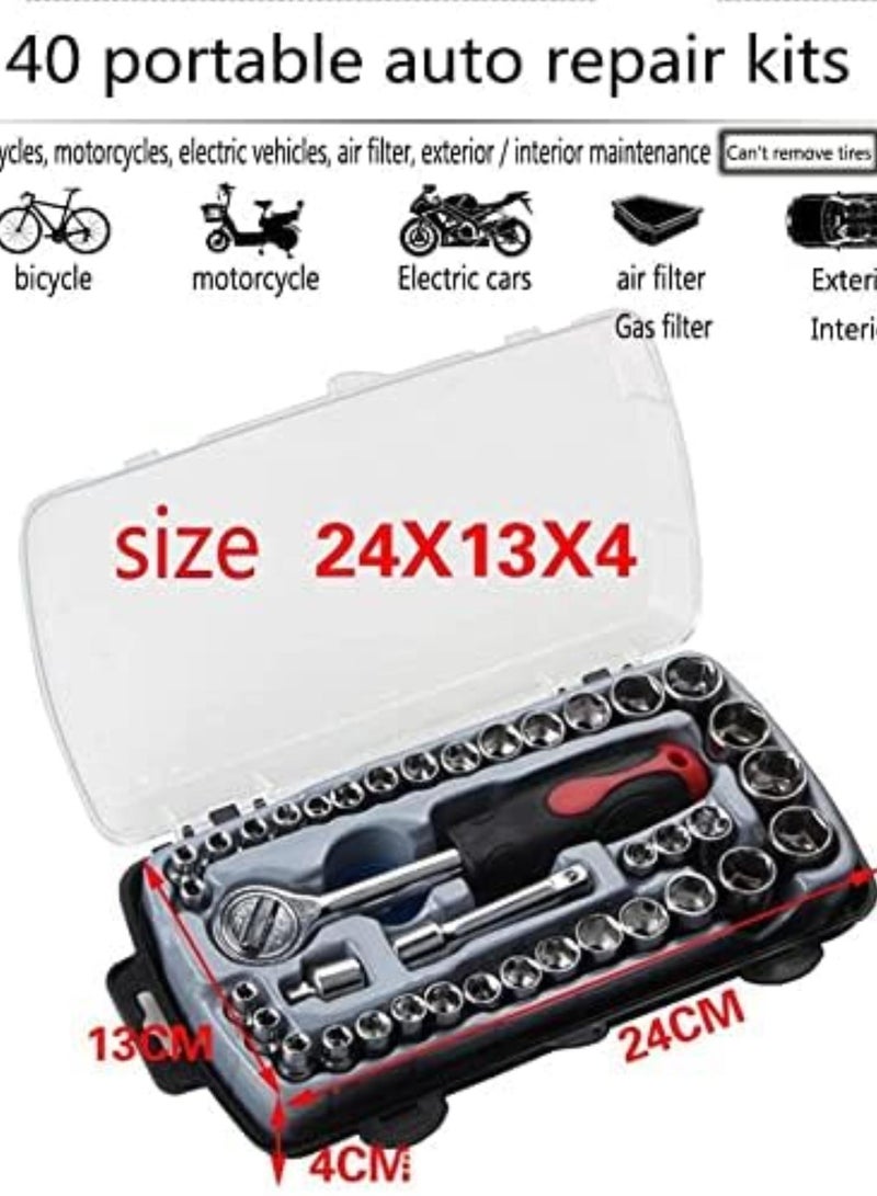 GGOOT Ratchet Wrench Socket Wrench Set Tool Set Torque Wrench Combination Bit Household Hardware Tools a Set Socket Car Repair Tool Ratchet Set 40Pcs 1108  - Image 4