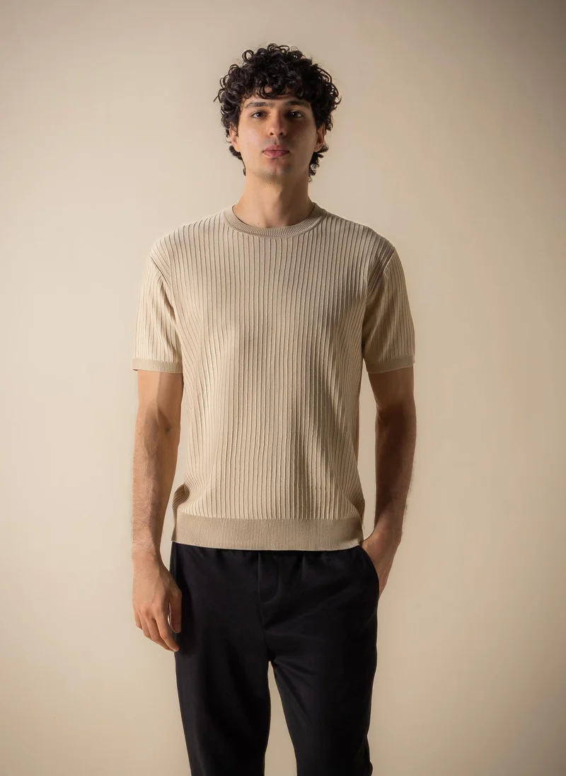 SHAPES FINE KNIT TEXTURED T-SHIRT