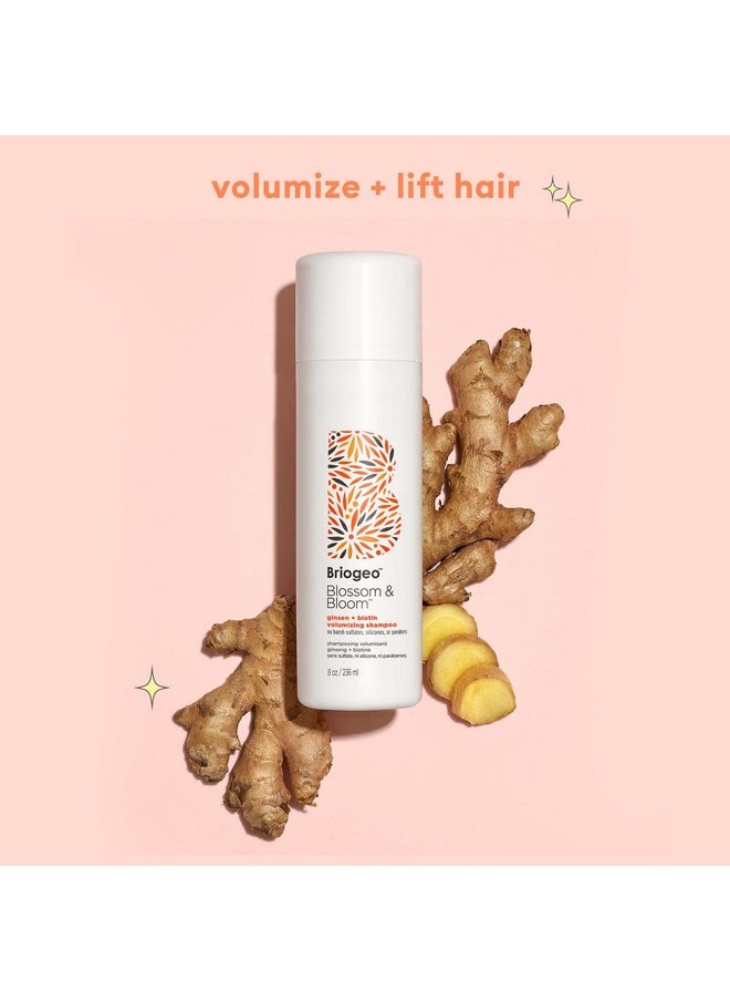 Blossom & Bloom Ginseng + Biotin Volumizing Shampoo Volumizing And Plumping For Fine Thin Limp Hair Vegan Phalate & Parabenfree 8 Oz