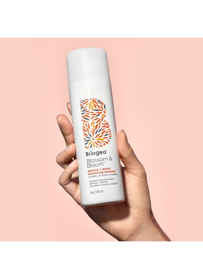 Blossom & Bloom Ginseng + Biotin Volumizing Shampoo Volumizing And Plumping For Fine Thin Limp Hair Vegan Phalate & Parabenfree 8 Oz