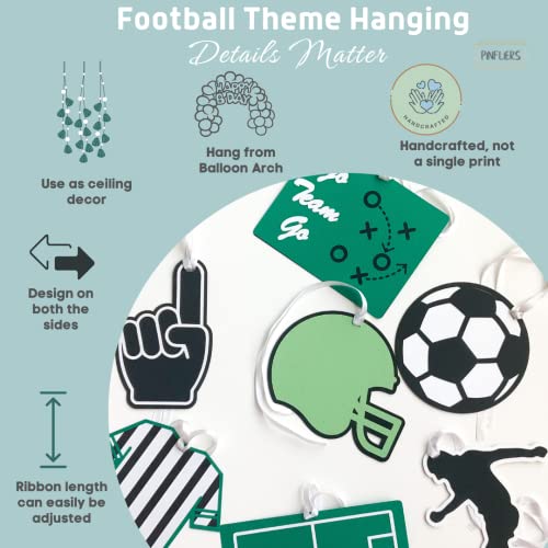 Pinfliers Football Theme Birthday Decoration, Paper Hanging, Soccer, Sports, Game Bday Decoration Items for Boys, 7 Pieces, Ceiling Hangings Decor/Swirls for Burthday Decoration, Green - Image 3
