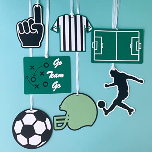Pinfliers Football Theme Birthday Decoration, Paper Hanging, Soccer, Sports, Game Bday Decoration Items for Boys, 7 Pieces, Ceiling Hangings Decor/Swirls for Burthday Decoration, Green - Image 1