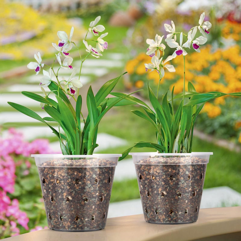 FUIJOL Small Orchid Pots, 8 Pack 3 4 5 Inch Orchid Planter with Holes, Clear Plastic Pots Indoor Outdoor, Slotted Orchids Planter (3 Inch) - Image 5