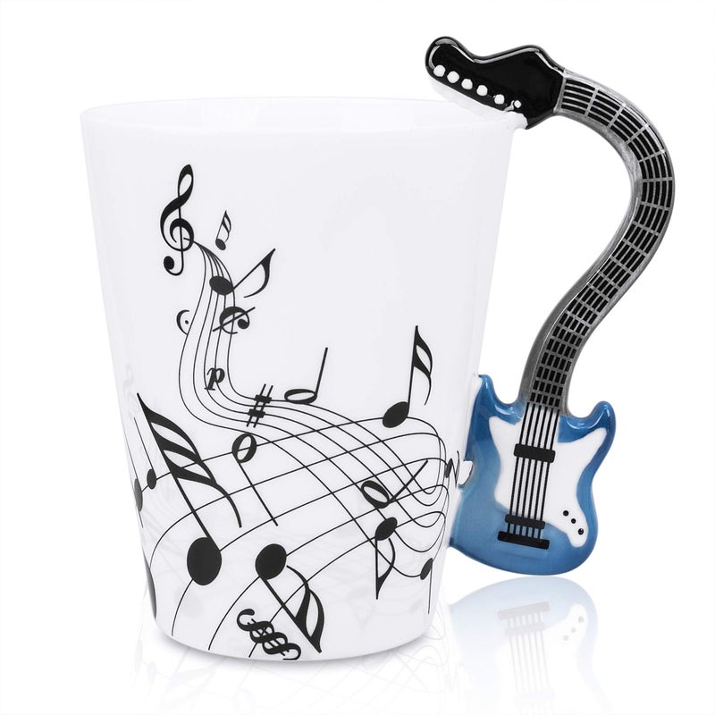 LanHong Guitar Coffee Mug  135 oz Cup for Music Lovers Musicians  Birthday Christmas Gifts for Men Women Blue