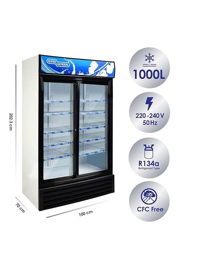SUPER GENERAL 1200 Liters Gross Double-Door Chiller, Upright Beverage-Showcase, Energy-saving, Low-Noise - 1200 L 220 W SGSC1217IS White/Black - Image 2