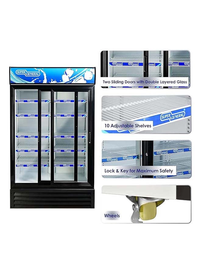 SUPER GENERAL 1200 Liters Gross Double-Door Chiller, Upright Beverage-Showcase, Energy-saving, Low-Noise - 1200 L 220 W SGSC1217IS White/Black - Image 3