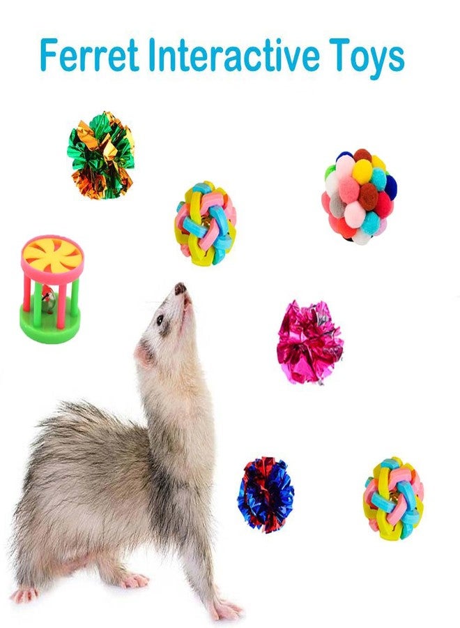 Fejapa 12 pcs Ferret Squeaky Toys Balls Squeaker Toys Teething Chewing Toy Colorful Bouncy Rubber Bell Balls Mylar Crinkle Interactive Sound Exercise Scratch Chew Toy for Ferrets Pet Cat Dog - Image 4