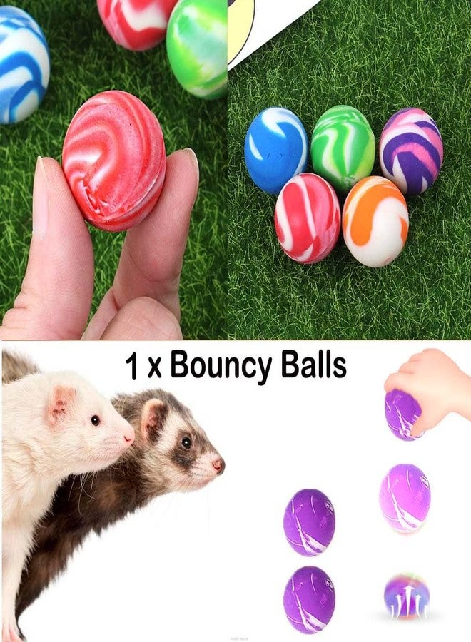 Fejapa 12 pcs Ferret Squeaky Toys Balls Squeaker Toys Teething Chewing Toy Colorful Bouncy Rubber Bell Balls Mylar Crinkle Interactive Sound Exercise Scratch Chew Toy for Ferrets Pet Cat Dog - Image 2