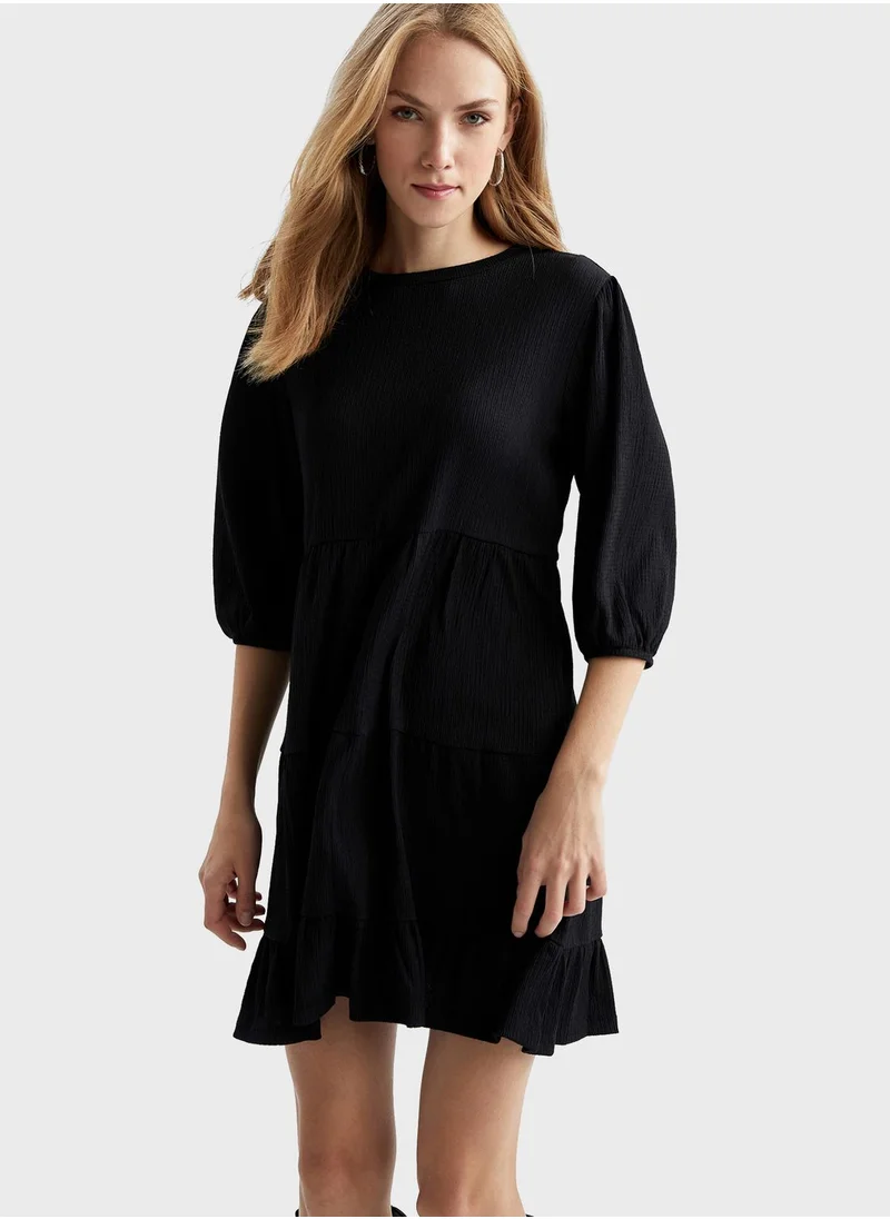 DeFacto Puff Sleeve Tiered Dress