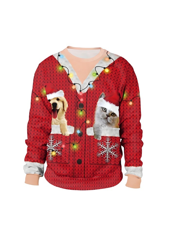 إسكدنيا جنس واحد عيد الميلاد القفز مطبوعة سترة سويتشرت الخريف الشتاء قمم الملابس