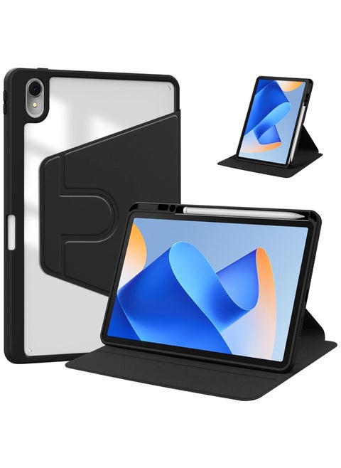 Case Compatible with Huawei MatePad 11.5 S (2024)/MatePad Air 2023/MatePad 11.5 2023 with Pencil Holder, Clear Back Case 360 Degree Swivel Stand Cover with Auto Sleep/Wake