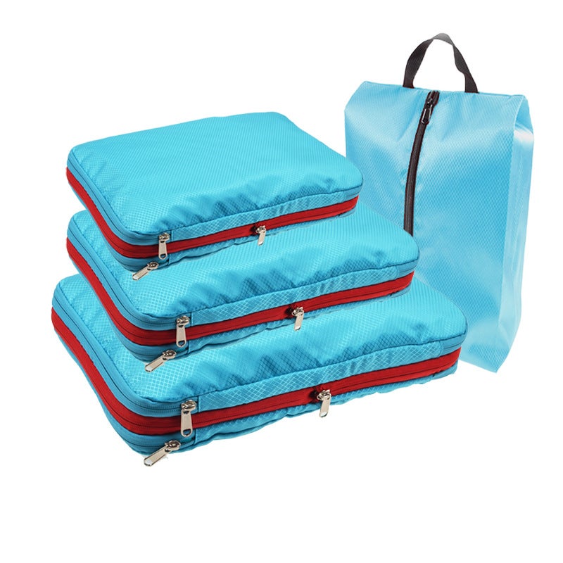 Double-Layer Compression Storage Bag Travel Storage Bag Luggage Storage Bag with Shoe Bag Travel Storage Bag Set - Image 4