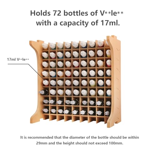 Bucasso Large Capacity Plastic Model Tool Storage Paint Rack Holds 72 Pieces Compatible with Vallejo Modular Paint Rack MDF Material GK12 - Image 3