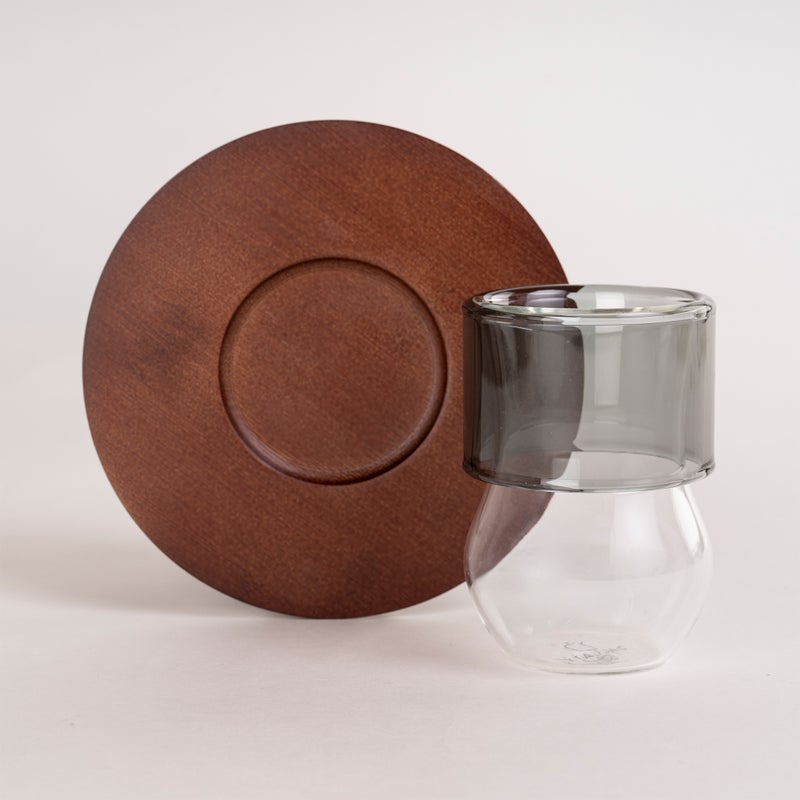 Dallaty white glass and wood tea cups set 12 pcs - Image 2