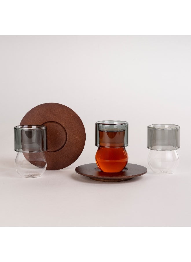 Dallaty Dallaty TEA SET 12PCS, TEA CUP &SAUCER GLASSS/WOOD  - Image 4