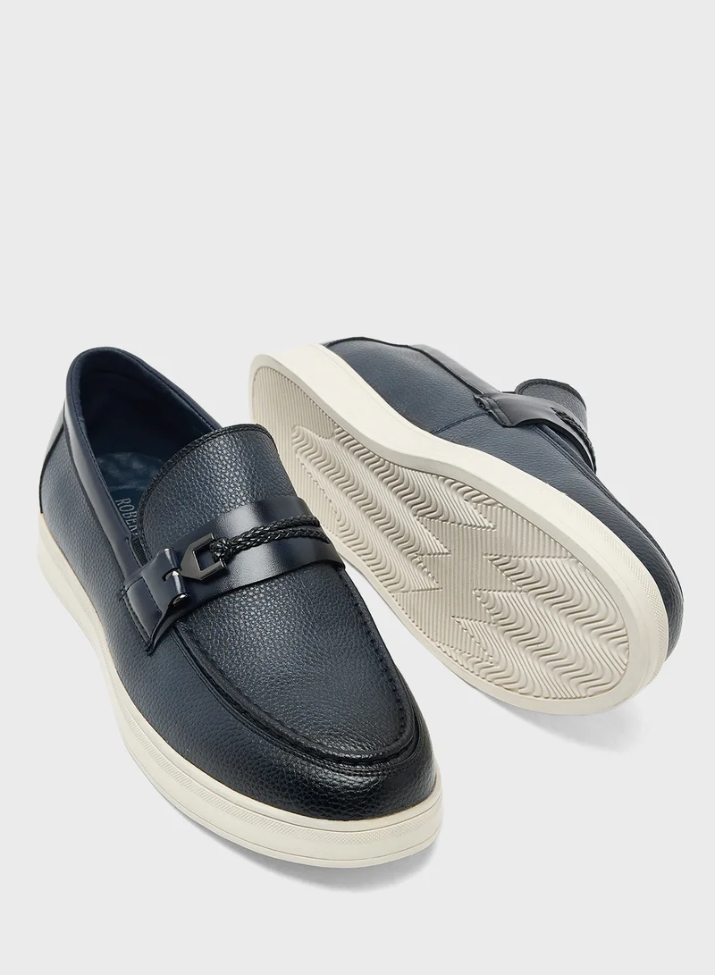 Robert Wood  Textured Bit Loafers with Rubber Sole for Men | Best Price UAE