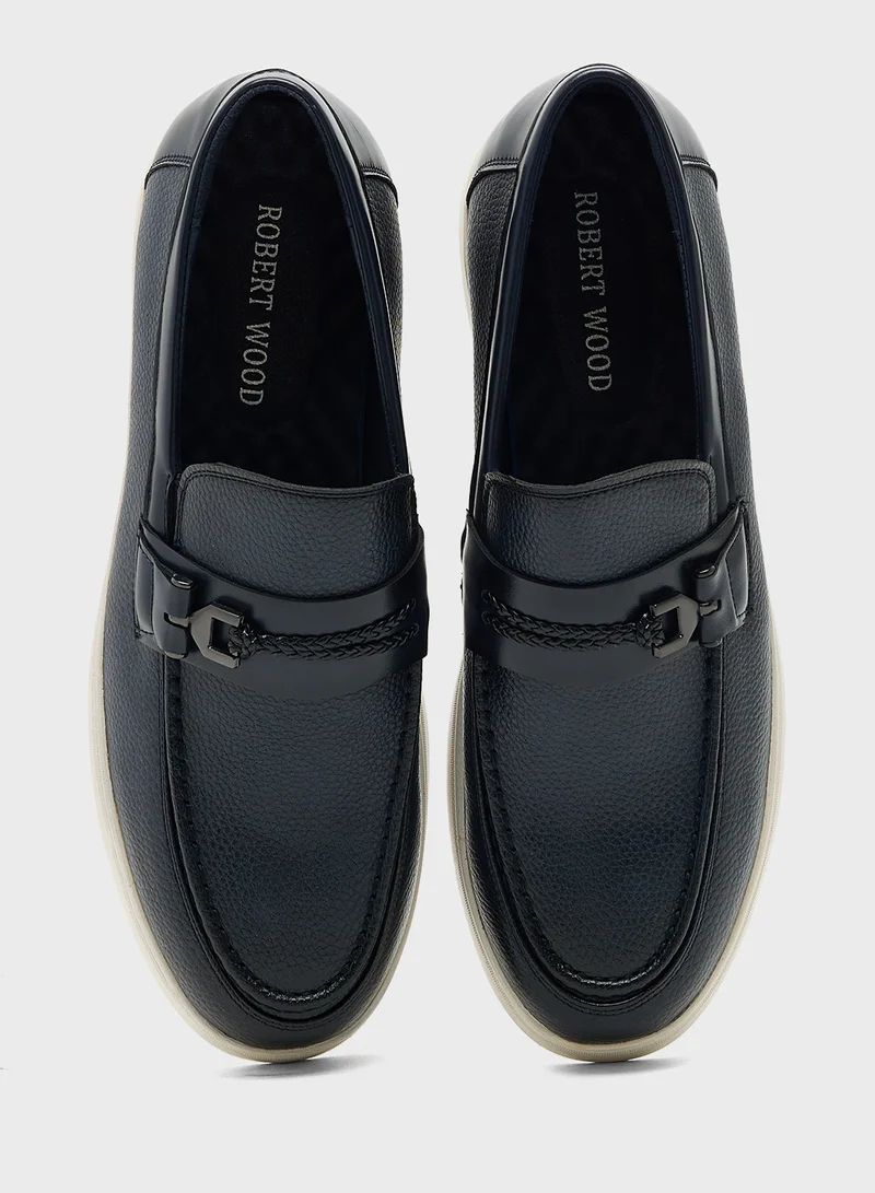 Robert Wood  Textured Bit Loafers with Rubber Sole for Men | Best Price UAE
