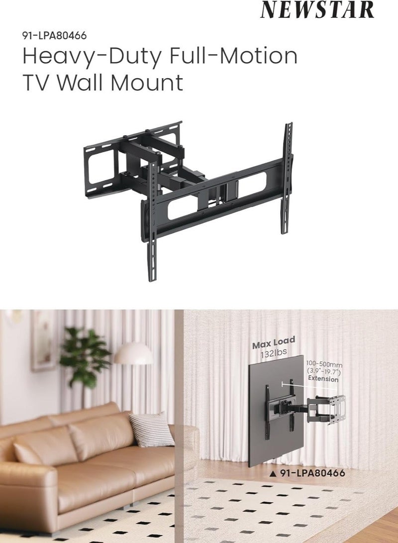 نيوستار حامل تلفزيون جداري متحرك قوي من نيوستار، ذراع طويل رفيع للشاشات 37–86 بوصة LED وLCD المسطحة والمنحنية، يتحمل حتى 50 كجم، أقصى مقاس VESA 600x400 - Image 2