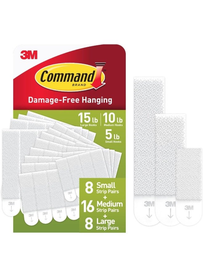 Command Command PH211-32NA Picture Hanging Strips – 8 Small, 16 Medium, 8 Large Pairs – No Damage Wall Adhesive – Easy to Open Pack – White – For Pictures, Décor & More – Removable, Tool-Free Hanging  - Image 1