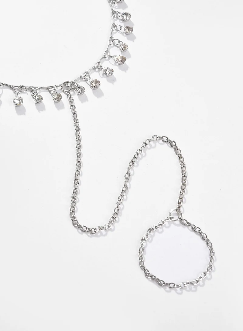 سوهي White Stone Studded Artificial Anklet Jewellery