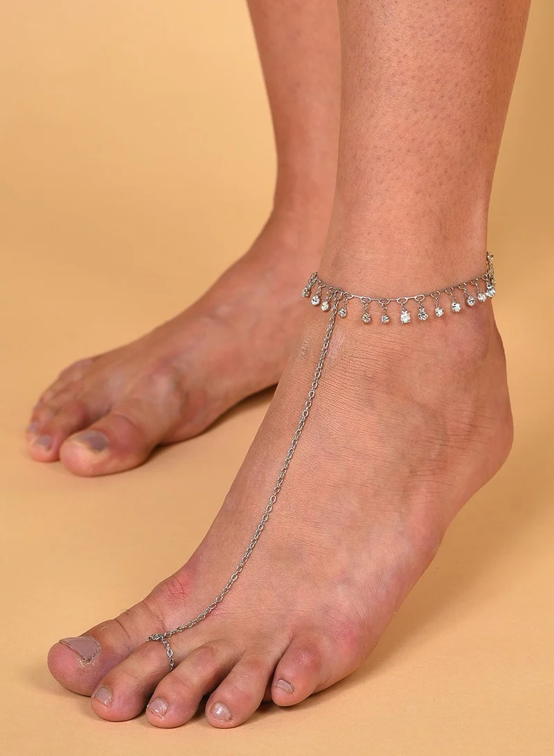 سوهي White Stone Studded Artificial Anklet Jewellery