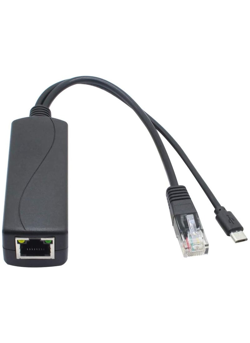 POE Splitter 48V to 5V 2.4A Micro USB Ethernet Adapter Compatible with Raspberry Pi 3B+ IP Camera and More