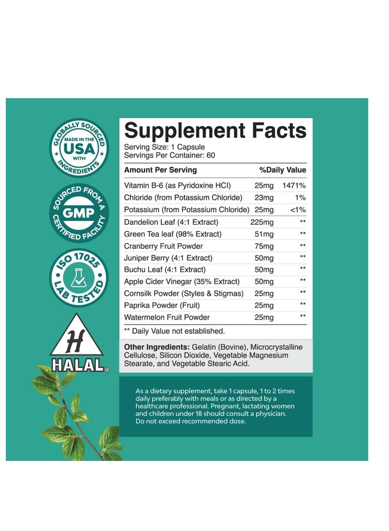 Natures Craft Water Away Herbal Diuretic Pills High Strength Capsules for Leg & Feet Swelling - 60 Count 60 Servings - Image 2