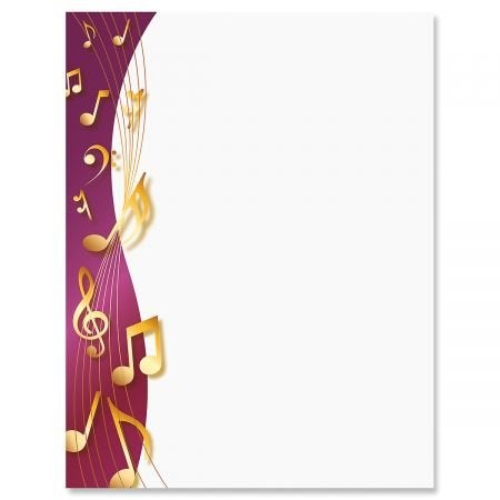Current Sheet Music Letter Papers-25 Sheets of colorful, One-Sided Framed Letter Paper for Newsletters, Announcements, and Invitation - Image 1