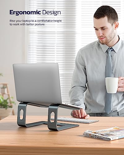 Nulaxy Fully Aluminum Detachable Laptop Stand, Ergonomic Ventilated Cooling Laptop Holder Computer Riser for Desk, Anti-Slip Design Notebook Stand Compatible with All 10-16" MacBook/Dell XPS/HP/Lenovo - Image 3
